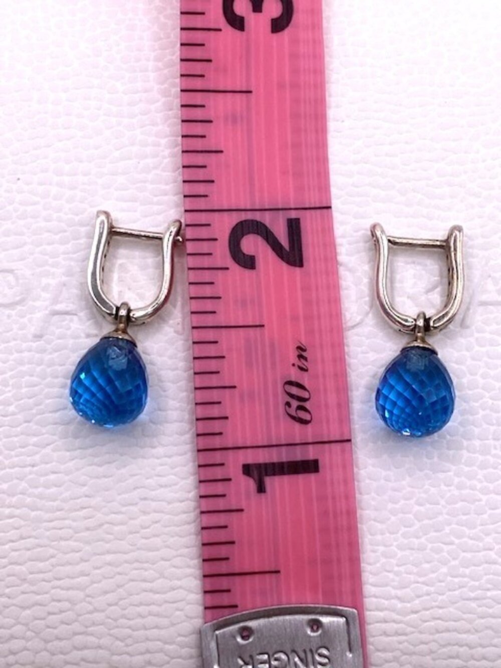 Pandora Sky Blue Crystal Sterling Silver Earrings Post Drop Dangle S925 ALE - Picture 6 of 7